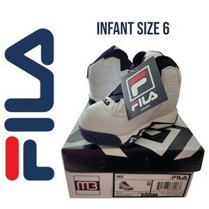 FILA MB 7BM01257-125 White/Navy/Red High Top‎ Sneakers Infant Size 6 NWT